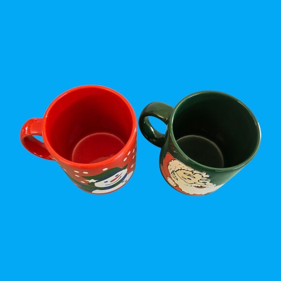 Rare Santa Claus Waechtersbach Vintage Green Christmas Mug & Holiday Red Snowman - Picture 7 of 12